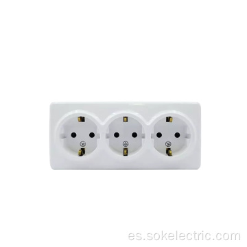 Toma triple Schuko Outlet 16 amper pared eléctrica